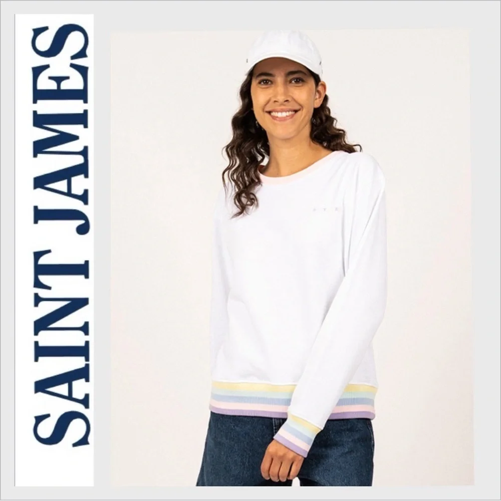 NEW nwot SAINT JAMES Perla sweatshirt multi stripes 12